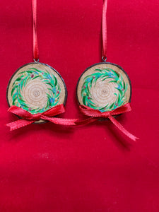 Hand-painted Wreath Wood Slice Ornament