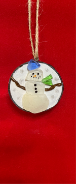 Load image into Gallery viewer, Hand-painted Seaglass Wood Slice Ornament
