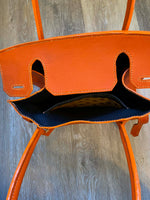 Load image into Gallery viewer, 🧡 Bright Orange Hand‑Stitched Veg‑Tan Leather Tote
