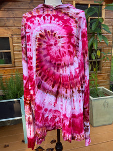 Tie-Dye Long-Sleeved Hooded T-Shirt (Pink) - 2XL