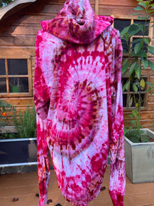 Tie-Dye Long-Sleeved Hooded T-Shirt (Pink) - 2XL