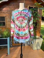 Load image into Gallery viewer, Tie-Dye Long-Sleeved Hooded T-Shirt (Pink/Teal) - X-Small
