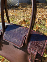 Load image into Gallery viewer, Burgundy Luxury Leather Handbag with Ostrich Leg Trim
