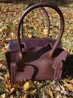 Load image into Gallery viewer, Burgundy Luxury Leather Handbag with Ostrich Leg Trim
