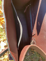 Load image into Gallery viewer, Burgundy Luxury Leather Handbag with Ostrich Leg Trim
