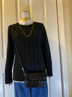 Load image into Gallery viewer, Luxe Black Snake Embossed Leather Crossbody Bag
