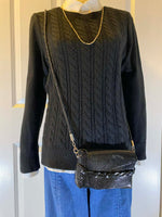 Load image into Gallery viewer, Luxe Black Snake Embossed Leather Crossbody Bag
