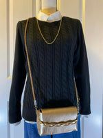 Load image into Gallery viewer, Luxe Gold Glitter Leather Crossbody Bag
