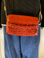 Load image into Gallery viewer, Luxe Red Viking Embossed Leather Crossbody Bag
