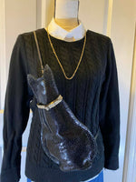 Load image into Gallery viewer, Black Leather Cat Crossbody/Shoulder Bag
