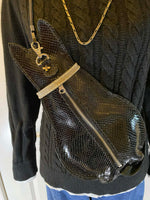 Load image into Gallery viewer, Black Leather Cat Crossbody/Shoulder Bag
