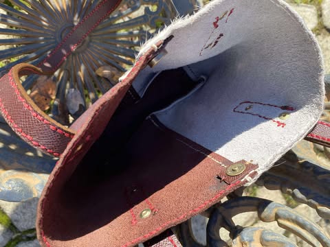 Handmade Luxury Burgundy Leather and Hair on Hide Shoulder Bag