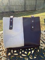 Load image into Gallery viewer, Handmade Luxury Burgundy Leather and Hair on Hide Shoulder Bag
