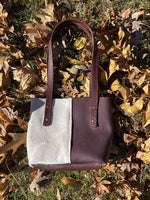 Load image into Gallery viewer, Handmade Luxury Burgundy Leather and Hair on Hide Shoulder Bag
