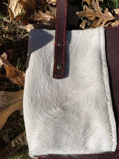 Handmade Luxury Burgundy Leather and Hair on Hide Shoulder Bag