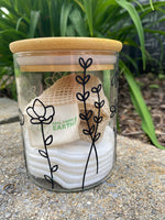 Load image into Gallery viewer, Decorative Glass Jar with bamboo Lid includes Cotton Swabs or Makeup Pads
