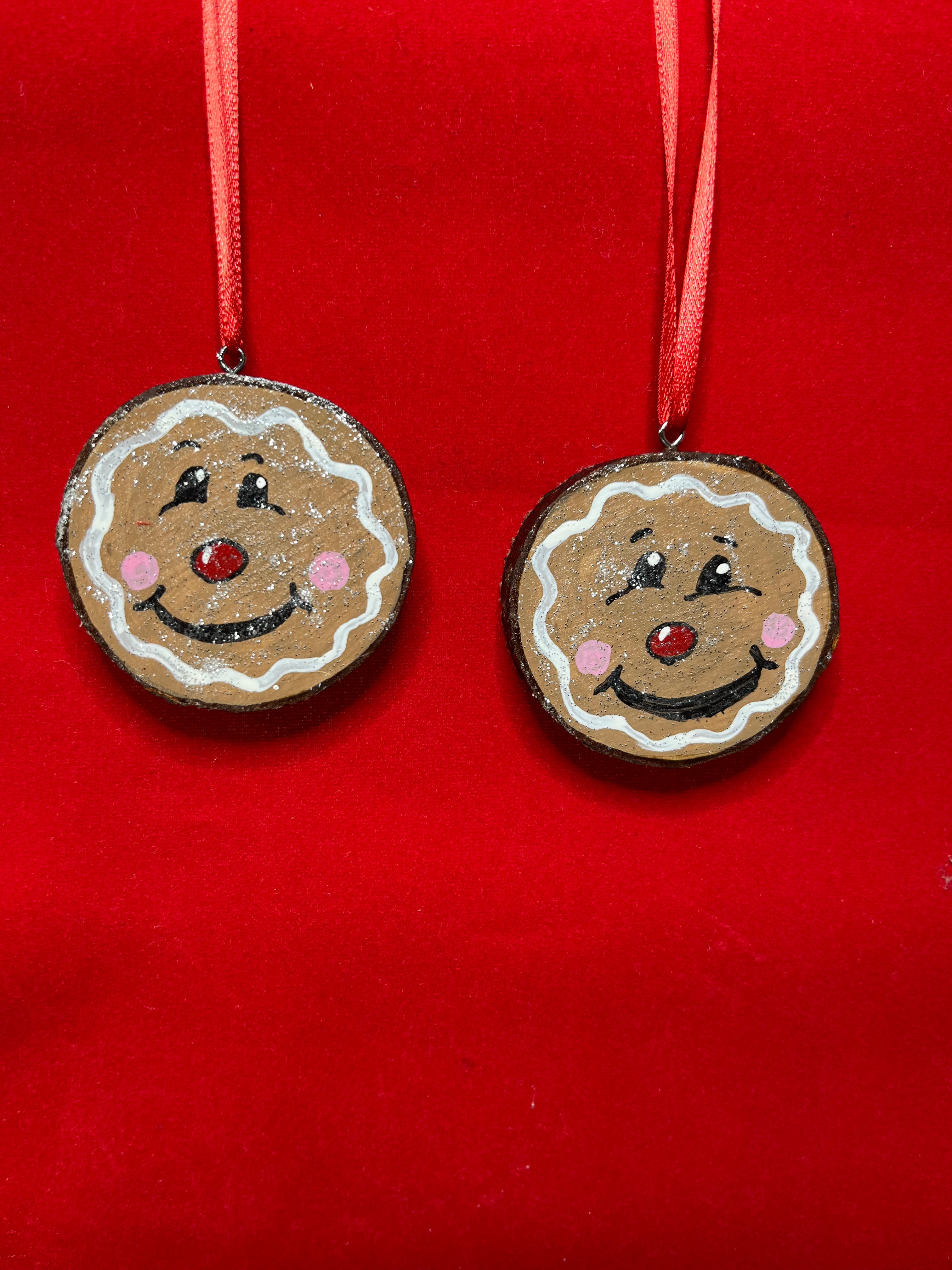 Hand-painted Gingerbread Wood Slice Ornament