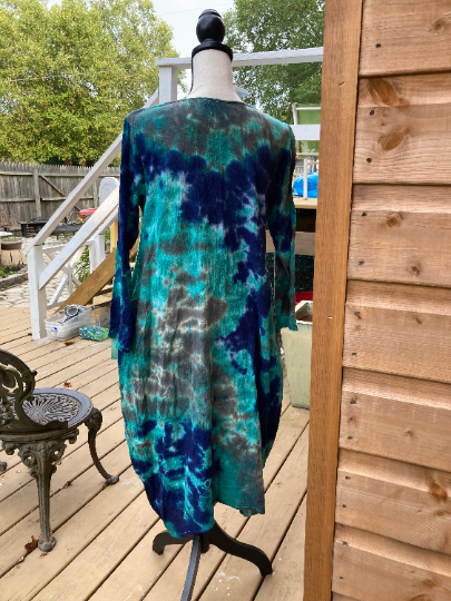 Tie-Dye Blue-Gray Kaftan - Medium