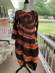 Tie-Dye Brown Kaftan - Small