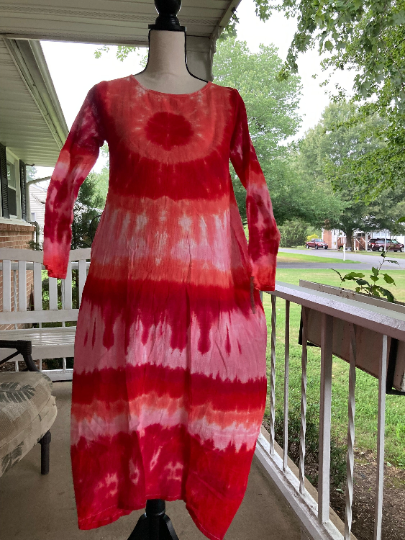 Tie-Dye Red Kaftan - Small