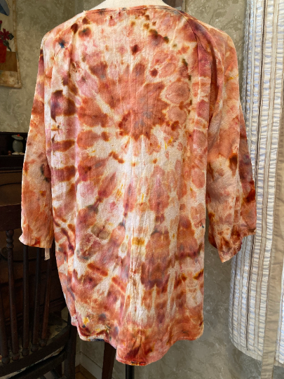 Tie-Dye Round Neck Orange Top - Large