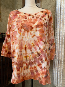 Tie-Dye Round Neck Orange Top - Large