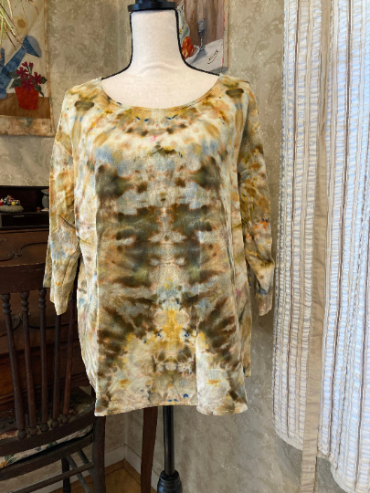 Tie-Dye Round Neck Yellow Top - Medium