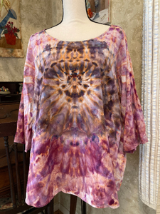 Tie-Dye Round Neck Wine Top - XLarge