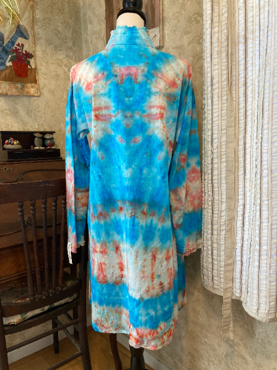 Tie-Dye Coral Blue Tunic - Large