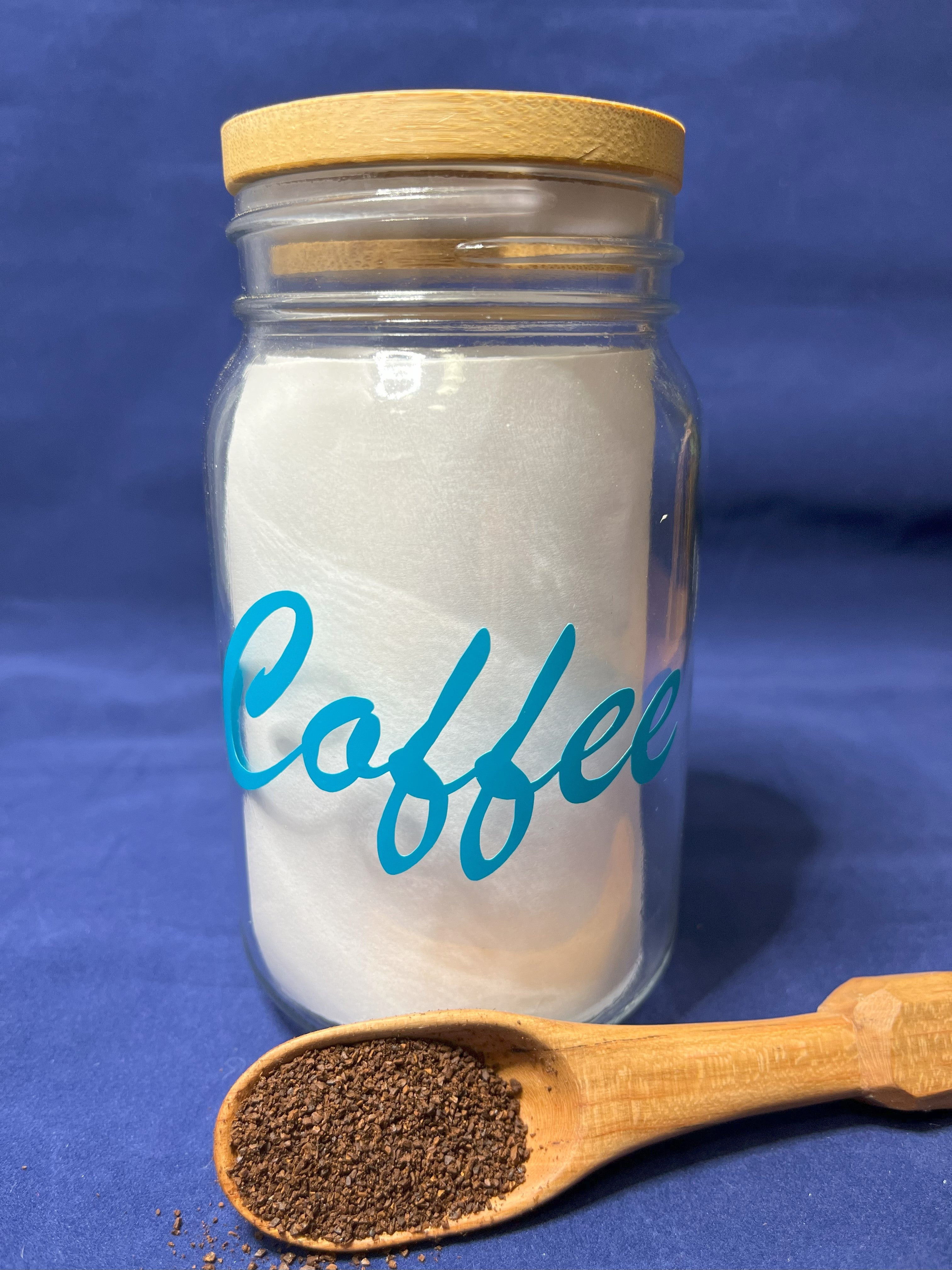 "I'm not a morning person" Coffee Jar w/ Hand carved Cherry Scoop