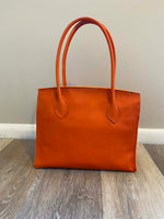 Load image into Gallery viewer, 🧡 Bright Orange Hand‑Stitched Veg‑Tan Leather Tote
