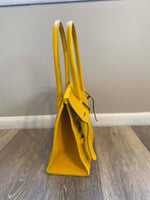 Load image into Gallery viewer, 💛 Bright Yellow Hand‑Stitched Veg‑Tan Leather Tote
