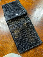 Load image into Gallery viewer, Handmade Black Snake Embossed Patent Leather Wallet - 3 1/2" x 4 1/2" (Closed)

