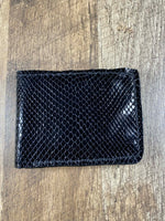 Load image into Gallery viewer, Handmade Black Snake Embossed Patent Leather Wallet - 3 1/2" x 4 1/2" (Closed)
