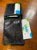 Load image into Gallery viewer, Handmade Black Snake Embossed Patent Leather Wallet - 3 1/2" x 4 1/2" (Closed)
