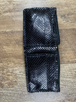 Load image into Gallery viewer, Handmade Black Snake Embossed Patent Leather Wallet - 3 1/2" x 4 1/2" (Closed)
