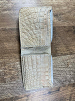 Load image into Gallery viewer, Handmade Cream Alligator-Embossed Leather Bifold Wallet 3 1/2" x 4 1/2" (Closed)
