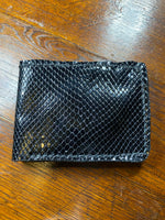 Load image into Gallery viewer, Handmade Black Snake Embossed Patent Leather Wallet - 3 1/2" x 4 1/2" (Closed)
