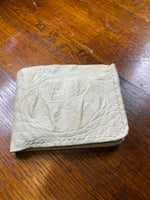 Load image into Gallery viewer, Handmade Cream Alligator-Embossed Leather Bifold Wallet 3 1/2" x 4 1/2" (Closed)
