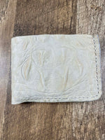 Load image into Gallery viewer, Handmade Cream Alligator-Embossed Leather Bifold Wallet 3 1/2" x 4 1/2" (Closed)
