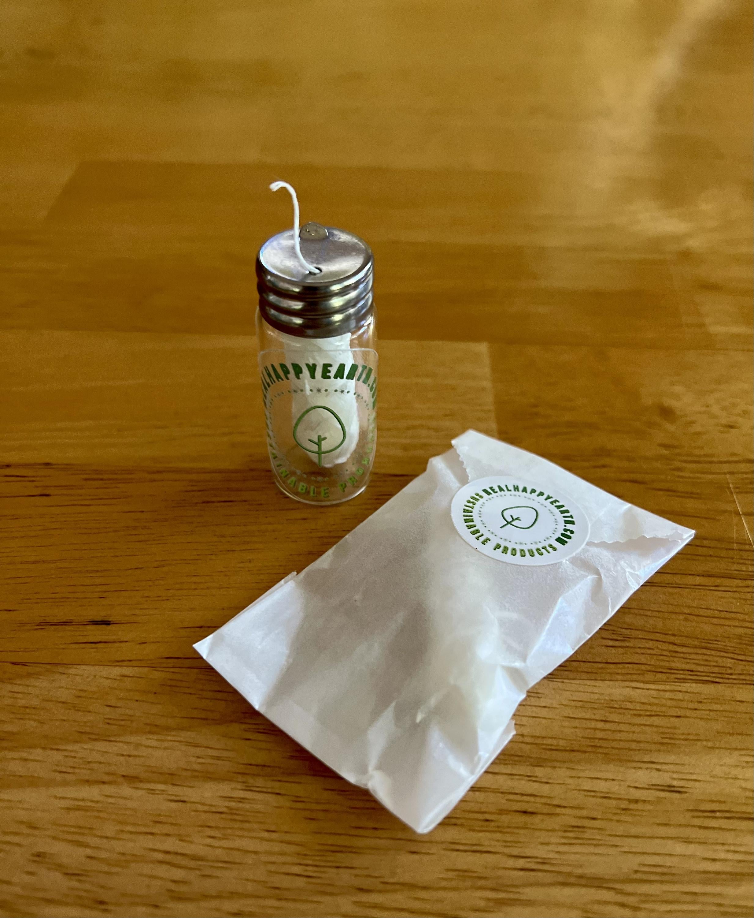 Waxed, Mint-Flavored Dental Floss made from Cornstarch, in a Reusable Glass Container, Includes 1 refill